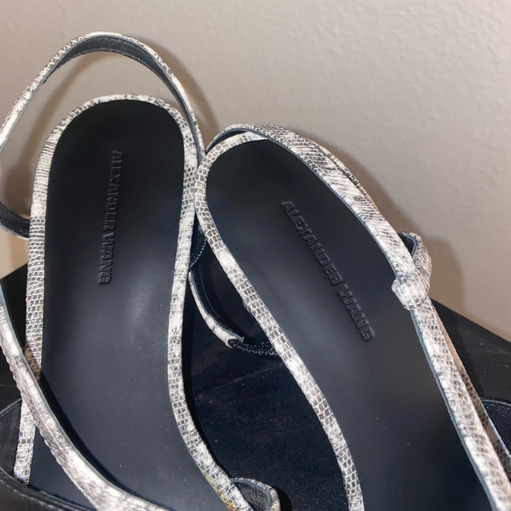 VINTAGE AUTHENTIC ALEXANDER WANG SNAKESKIN & LEATHER HEELED SANDALS